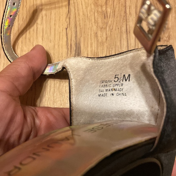 Black Satin Vntg. “Chinese Laundry” with rhinestones. Comfy: dance all night!💃 - Picture 7 of 11